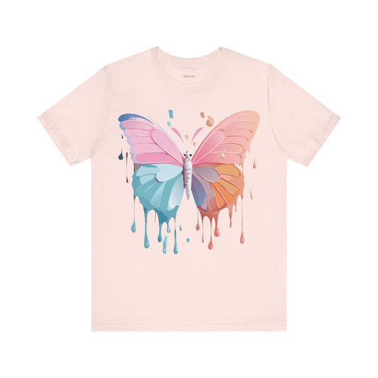 Butterfly Graphic Unisex Cotton Bella+Canvas Tee with Floral Art Design m07