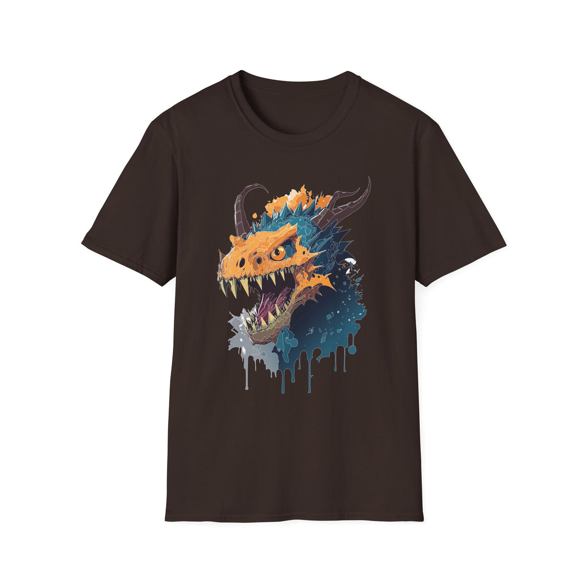 Dragon Head Graphic T-Shirt — Fiery Monster Art Cartoon Graphic Tee Unisex 100 Cotton Gildan T-Shirt