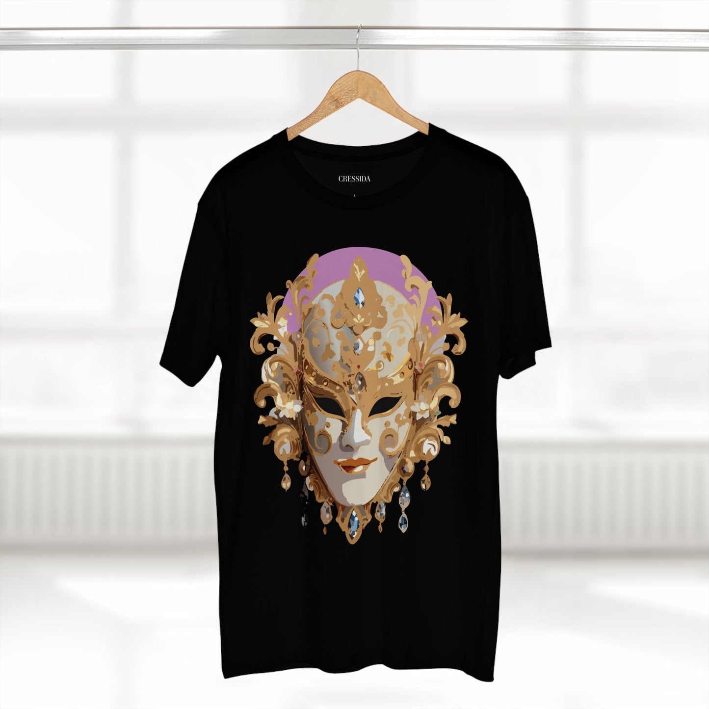 Carnival Mask Graphic T-Shirt Unisex 100 Cotton With Antique Gold Art Design Tee 10