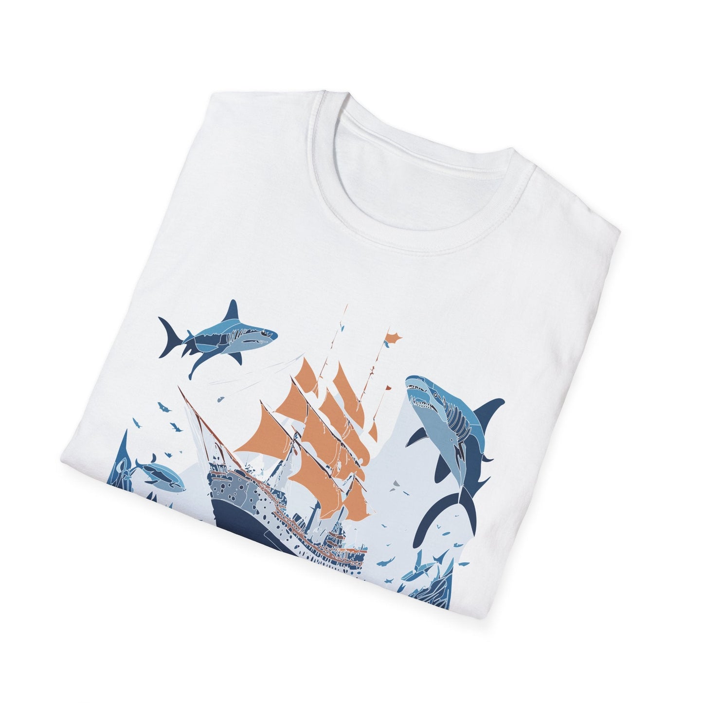 Ocean Tee Shirt Unisex Gildan Softstyle 64000 Ring Spun Cotton Art Print Graphic Ocean Design
