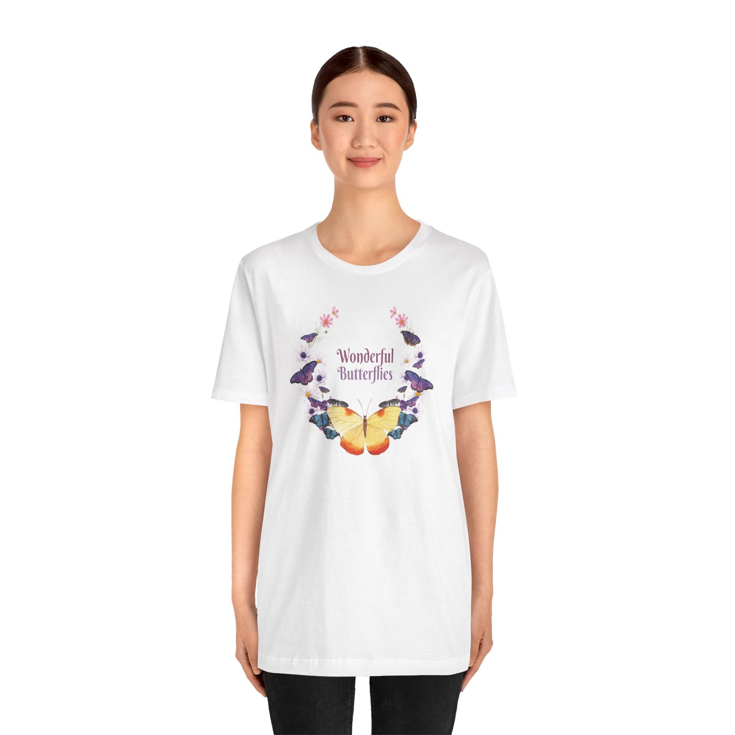 Cotton Tee Shirt with Butterfly Prints