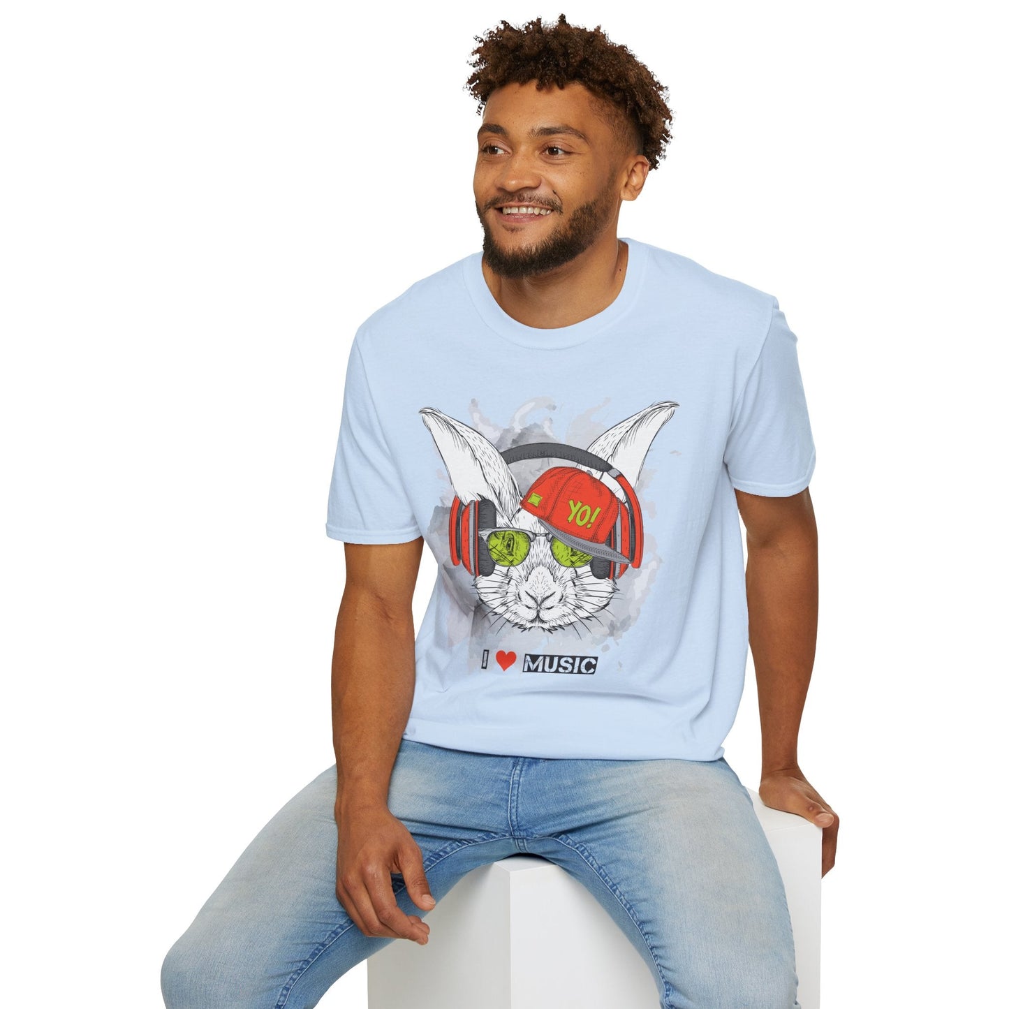 Unisex Music Animals Shirt With Headphones Softstyle Short Sleeve Tee Gildan 64000
