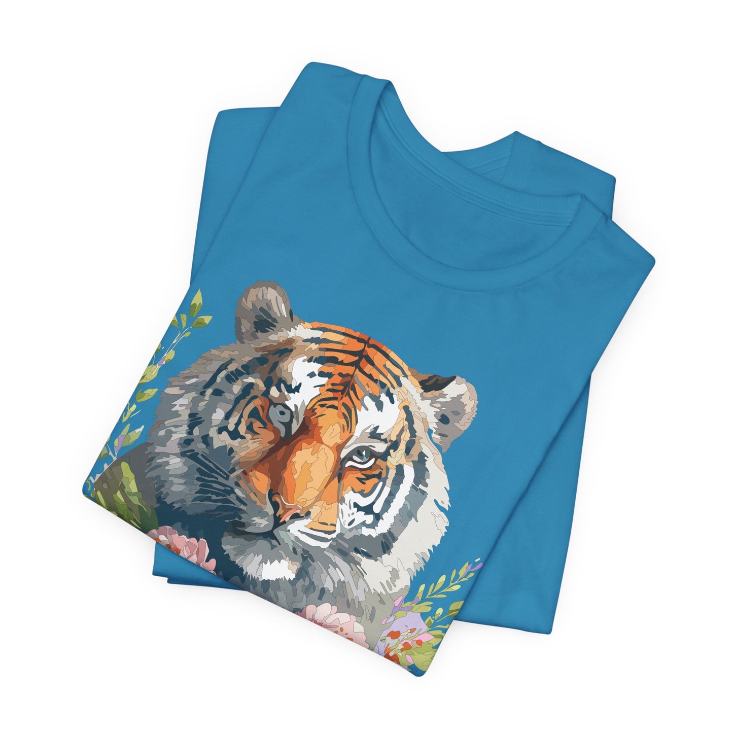 Floral Tiger Shirt, Animal Shirt, Tiger Tee, Unisex Tee, Floral T-shirt, T-Shirt with Animal