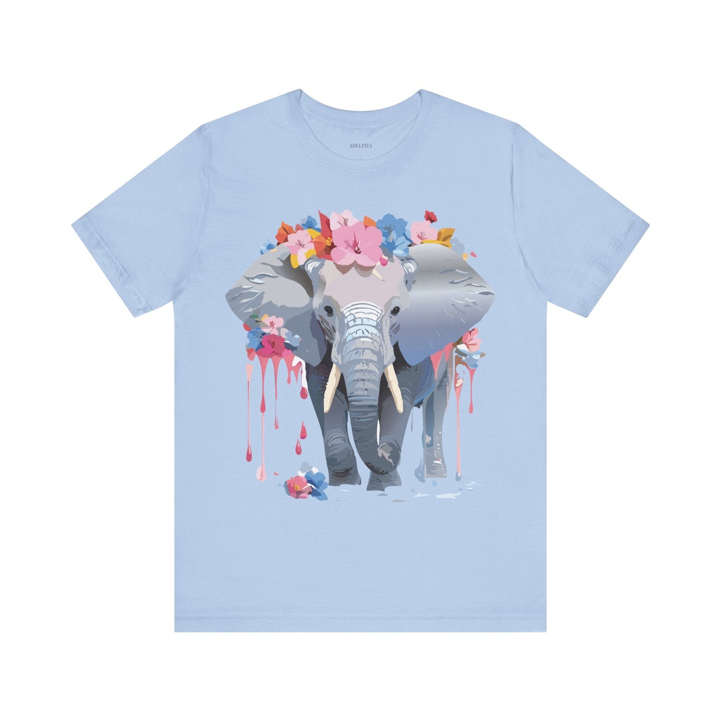 Elephant Graphic Tee Unisex Short Sleeve Jersey With Vintage Inspired Adelpha Artwork