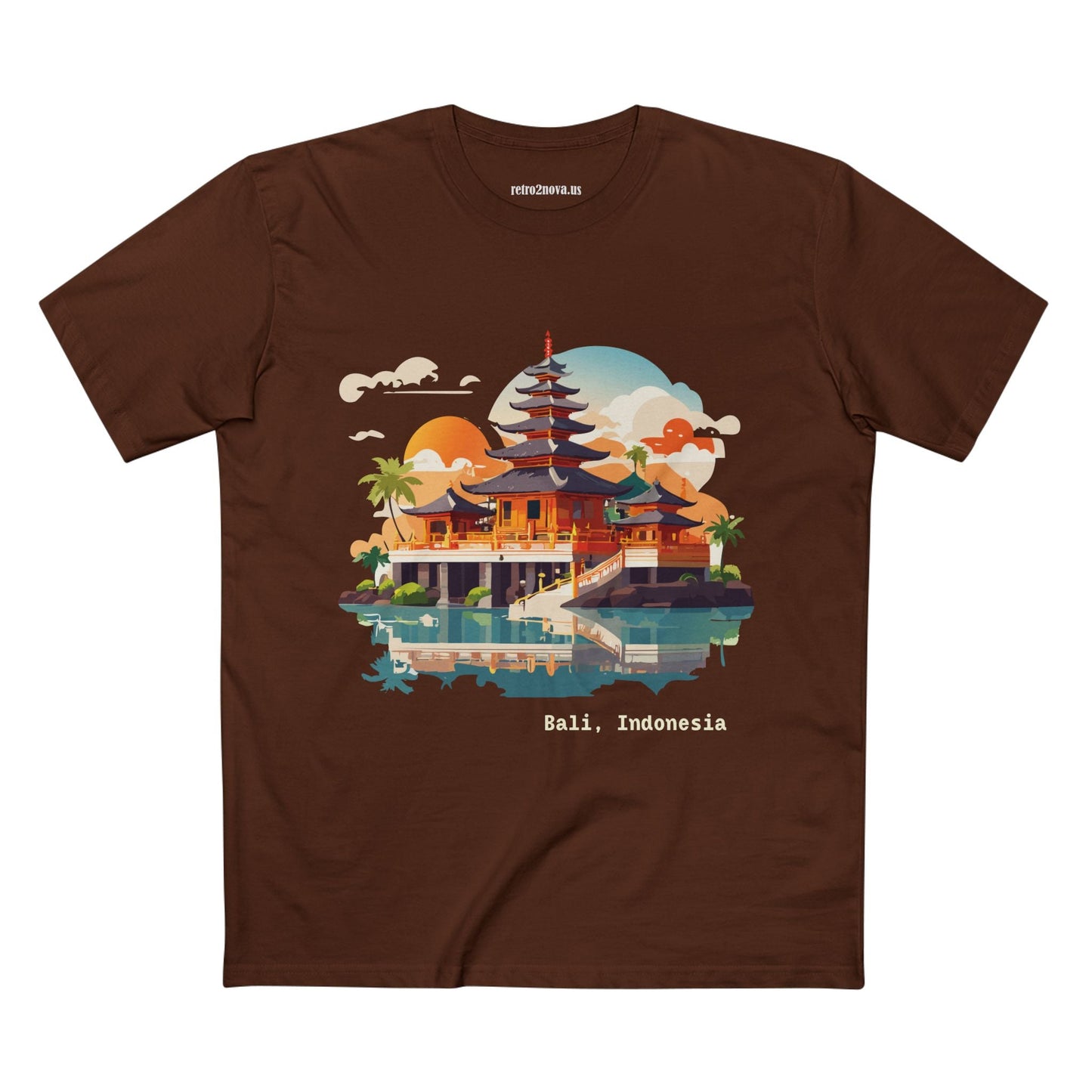 Unisex Bali Travel Shirt With Original Art Design Premium Cotton Tee From Retro2Nova Collection