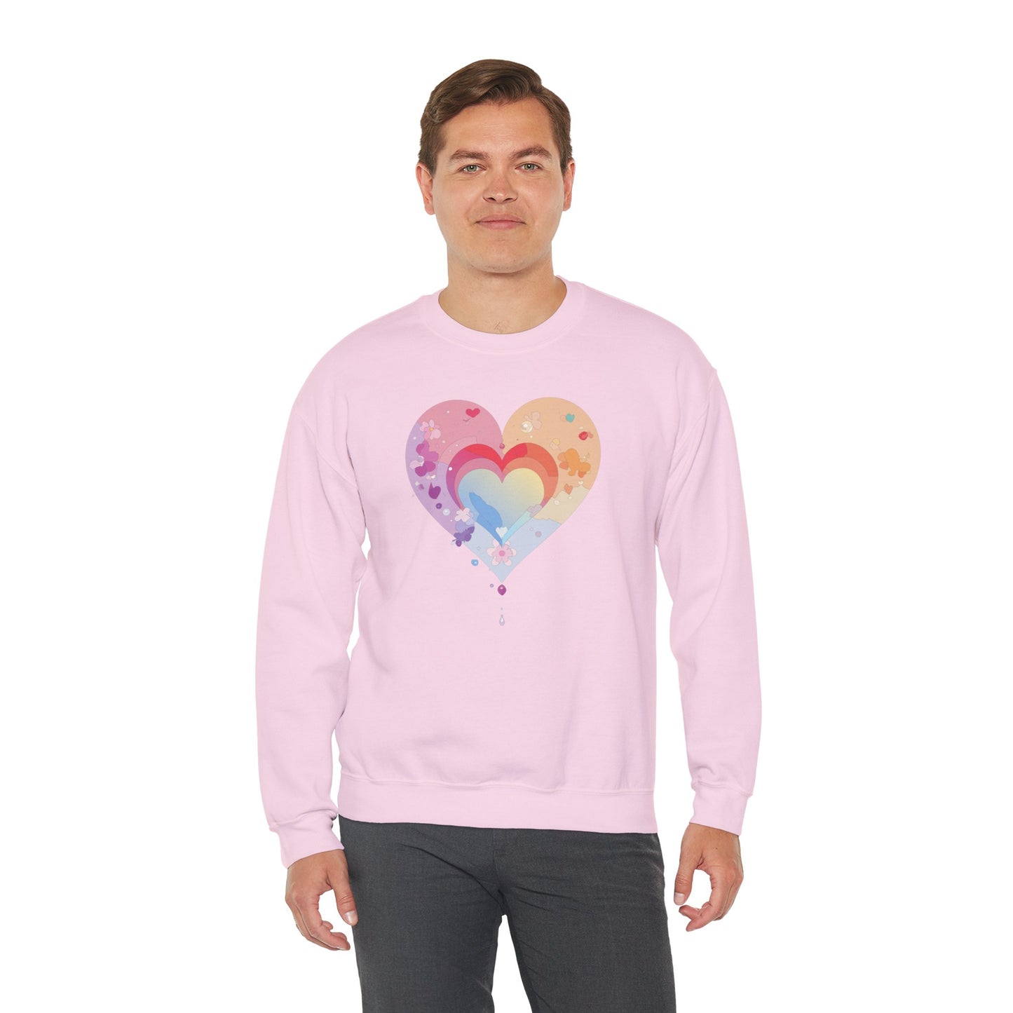 Rainbow Heart Sweatshirt, Floral Heart Sweatshirt, Floral Love Sweatshirt, Valentine's Day Sweatshirt, Rainbow Heart Floral Sweatshirt 114