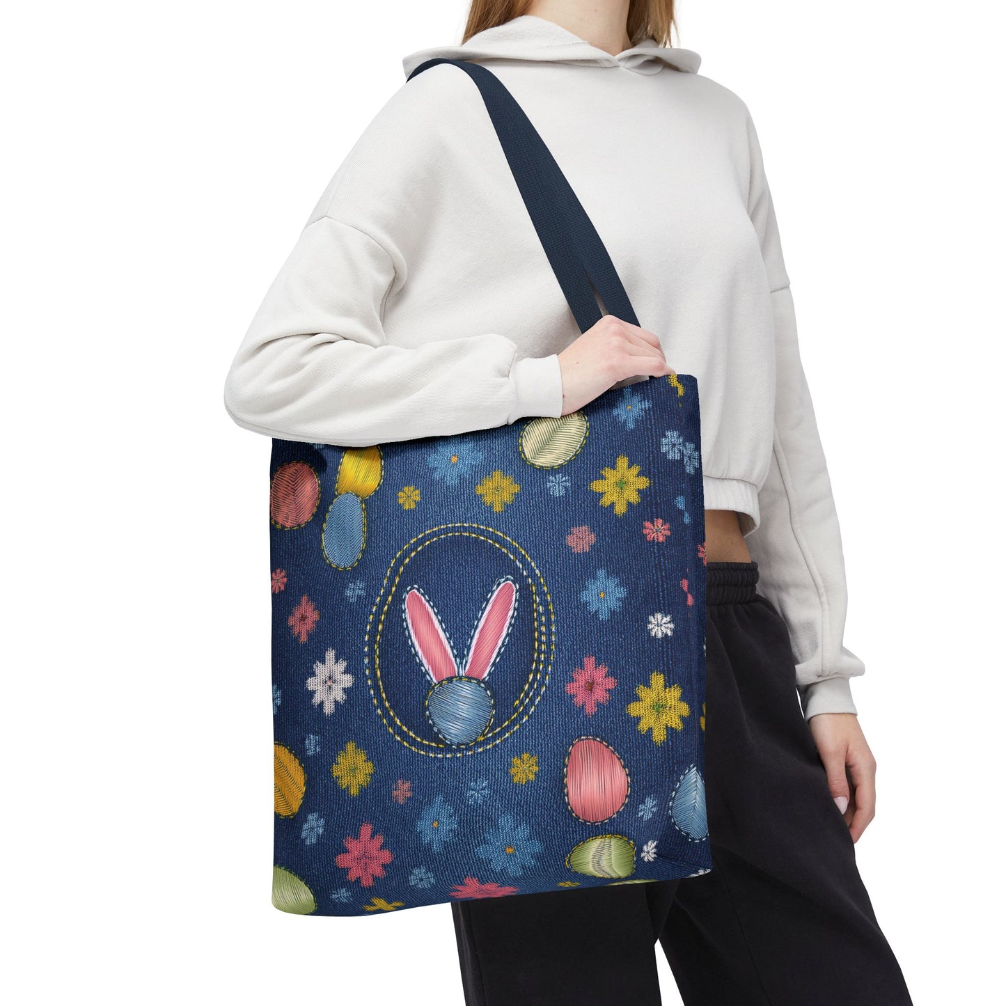 Easter Graphic Design Denim Fabric Imitation Print Unisex Canvas Bag Poly Spun 3 Sizes Tote Bag 204-10