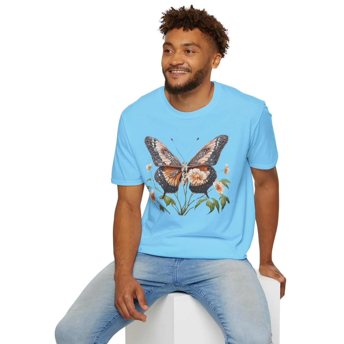 Butterfly T Shirt Unisex Softstyle Gildan 64000 Cotton Tee Monarch Print Comfort