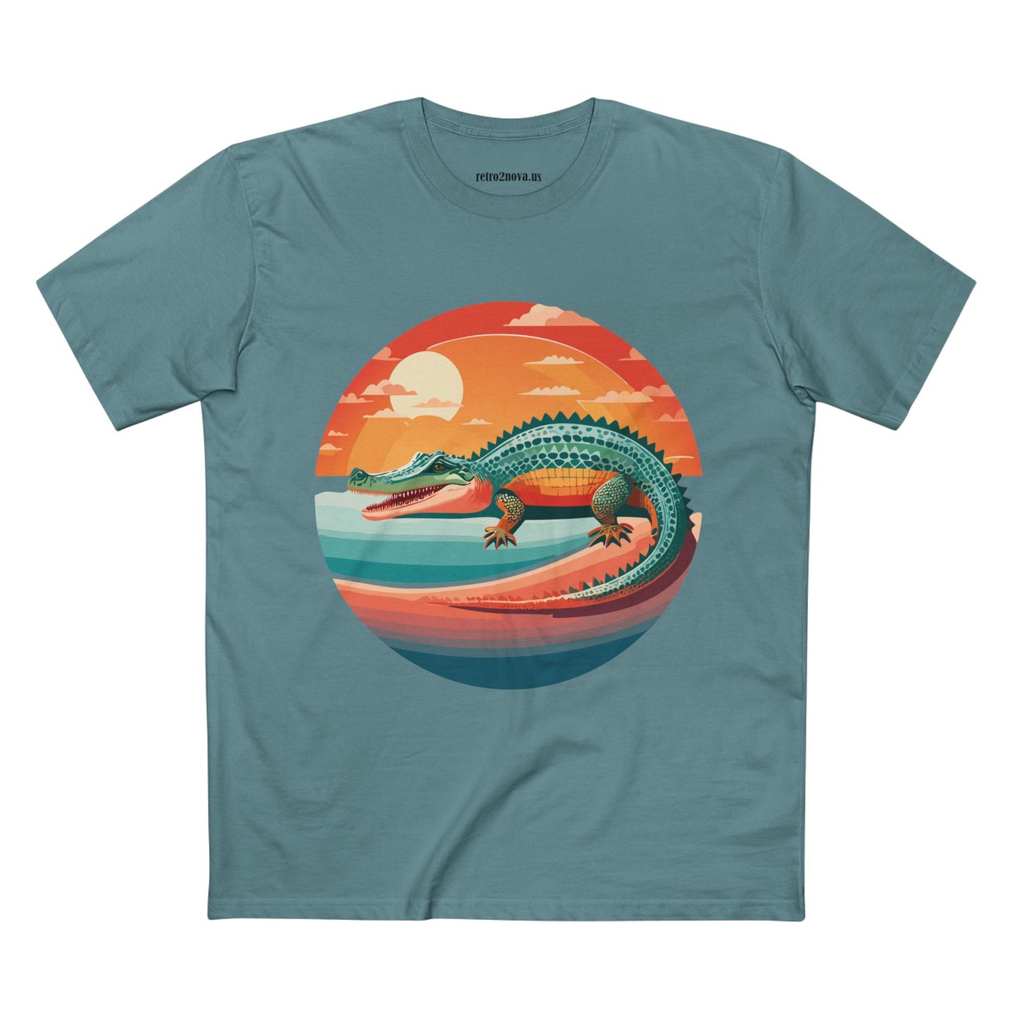 Unisex Crocodile Animal Shirt With Original Art Design Retro2Nova Premium Cotton Staple Tee For Everyday Comfort