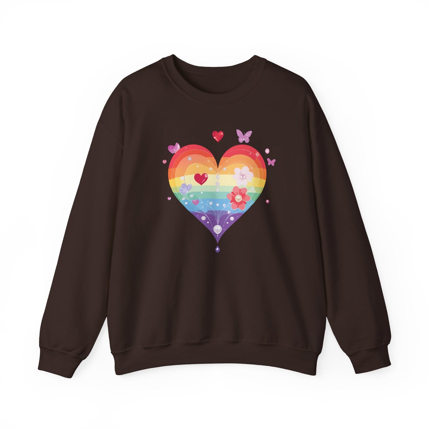 Rainbow Heart Sweatshirt, Floral Heart Sweatshirt, Floral Love Sweatshirt, Valentine's Day Sweatshirt, Rainbow Heart Floral Sweatshirt 115