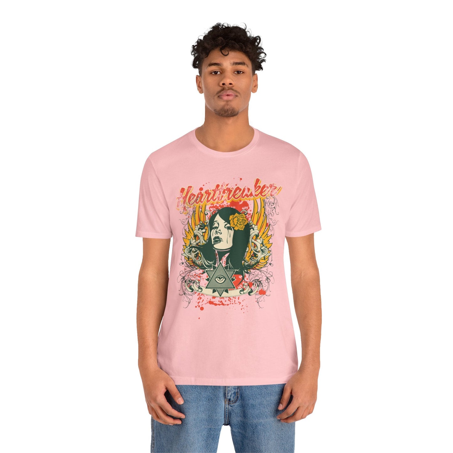 Heartbreaker Illustration Tee Retro Femme Portrait Floral Skull Graphic T-Shirt