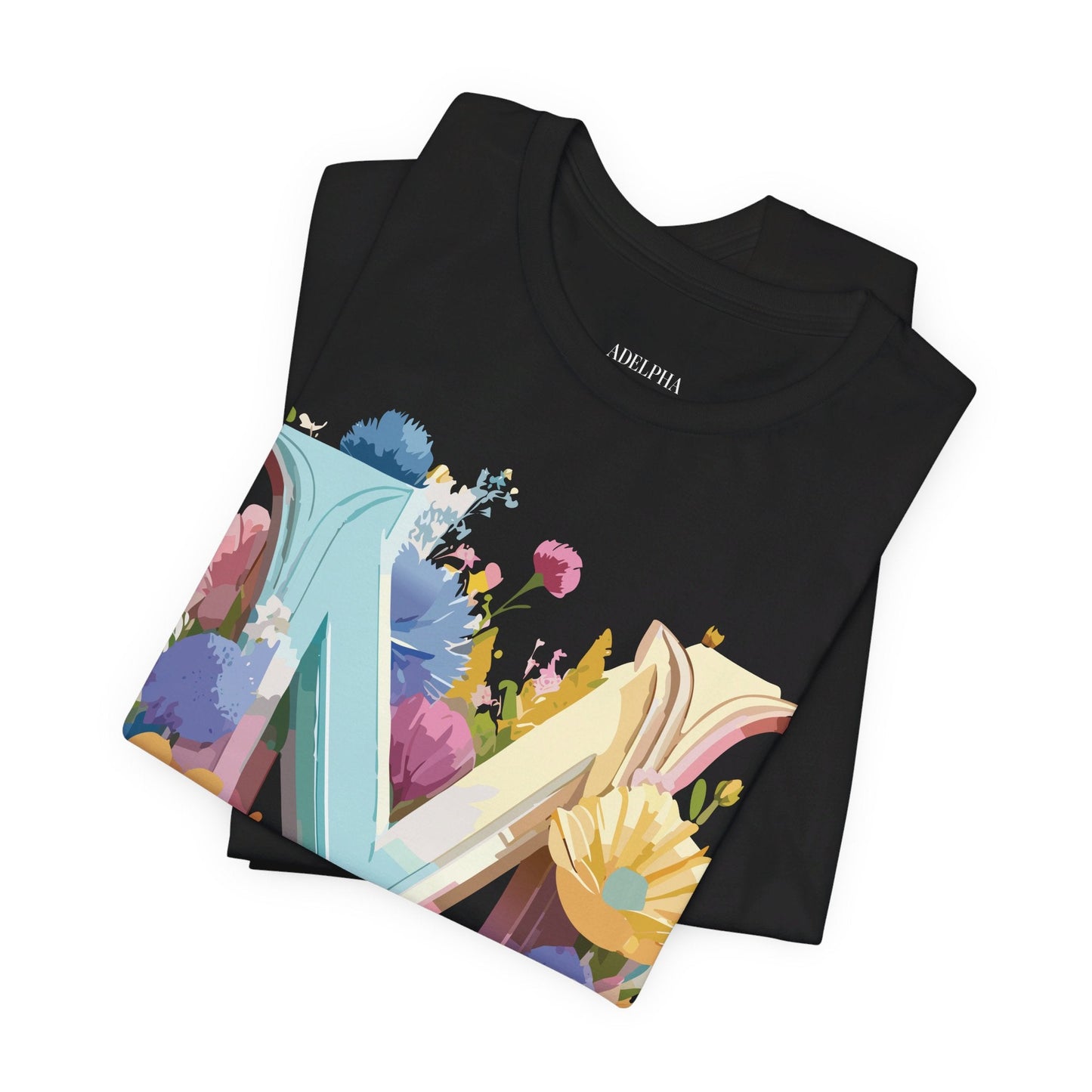 Letter M Shirt Unisex Graphic Tee Vintage Inspired Artwork Adelpha Short Sleeve Collection