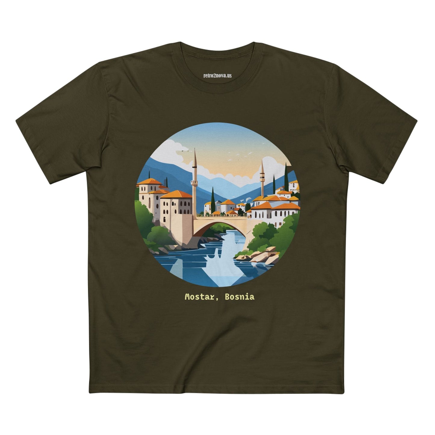 Unisex Travel Shirt Bosnia Edition Tee With Original Art Design By Retro2Nova Premium Cotton