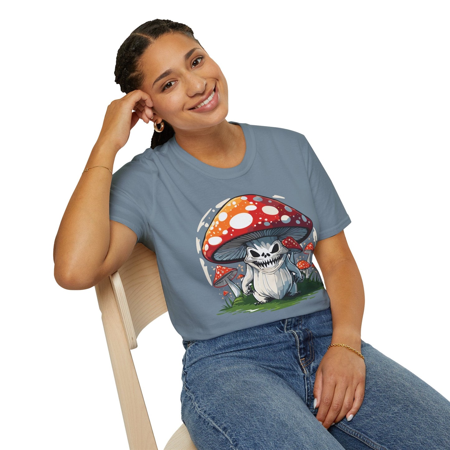 Funny Mashroom Graphic Unisex Softstyle Cotton With Cartoon Illustration Design 12