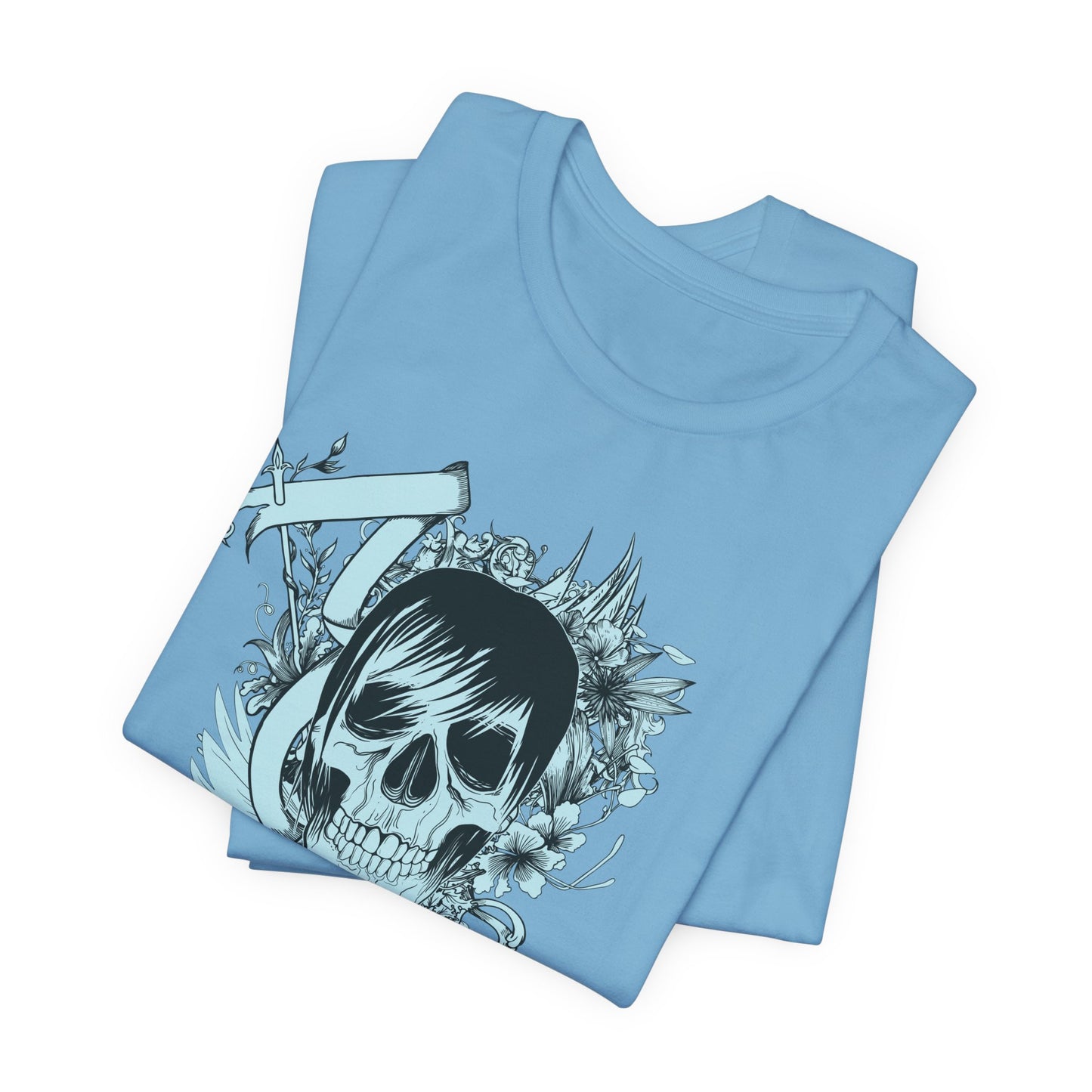 Sky Skull Graphic Design Tee, Skull Shirt, Vintage Tees, Art Design T-Shirt, Vintage Graphic Tee, Art Shirts with Skulls