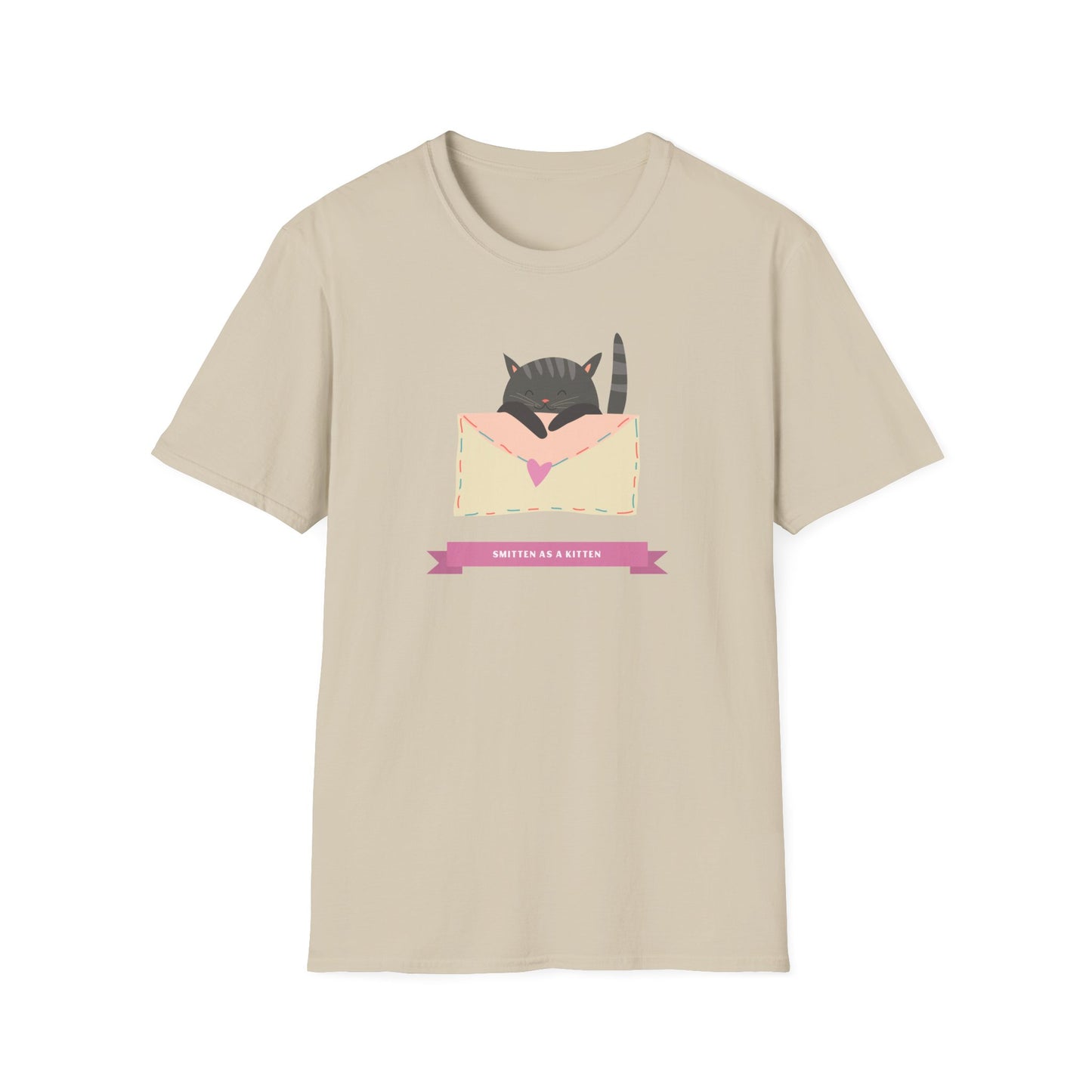 Cat Heart T-Shirt, T-Shirt with Love Cat, Valentine Day Tees with Animals, Unisex Cotton Tee with Art Design 34