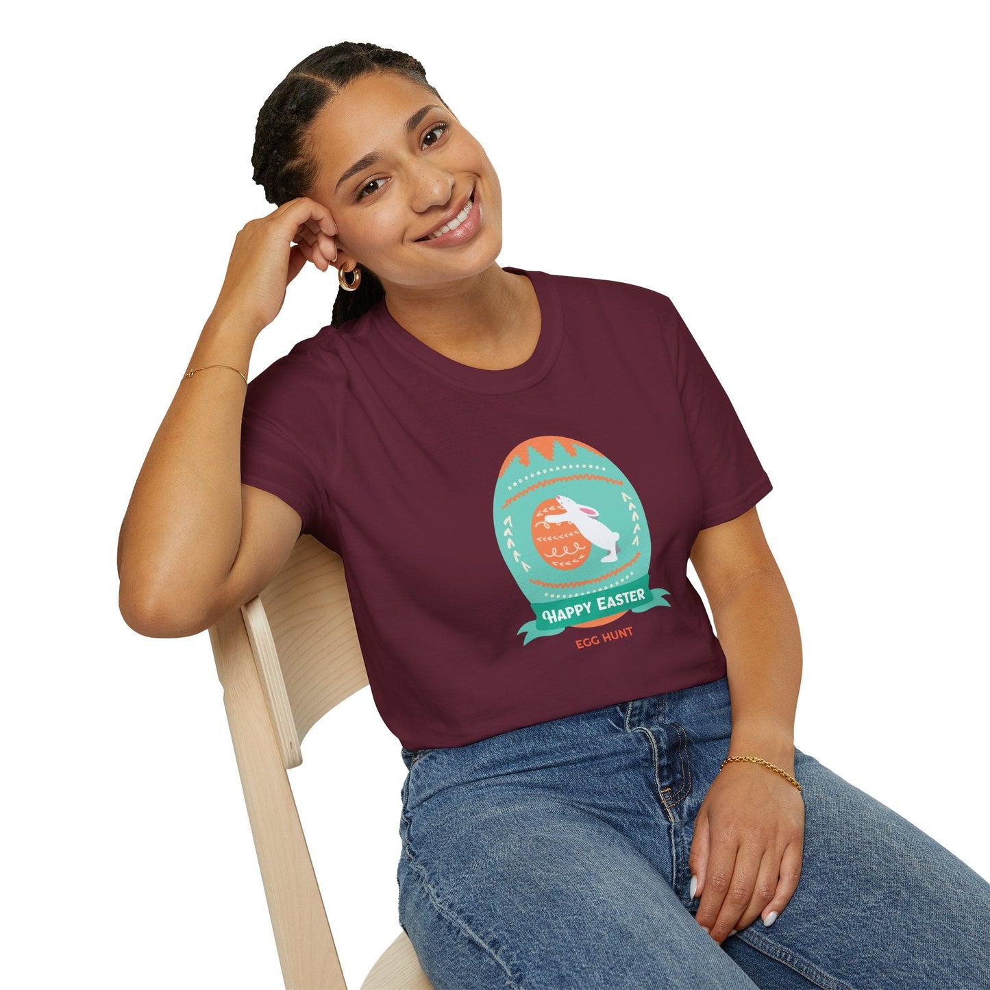 Easter Egg T Shirt Unisex Softstyle Tee With Easter Signature Design 100 Percent Ring Spun Cotton