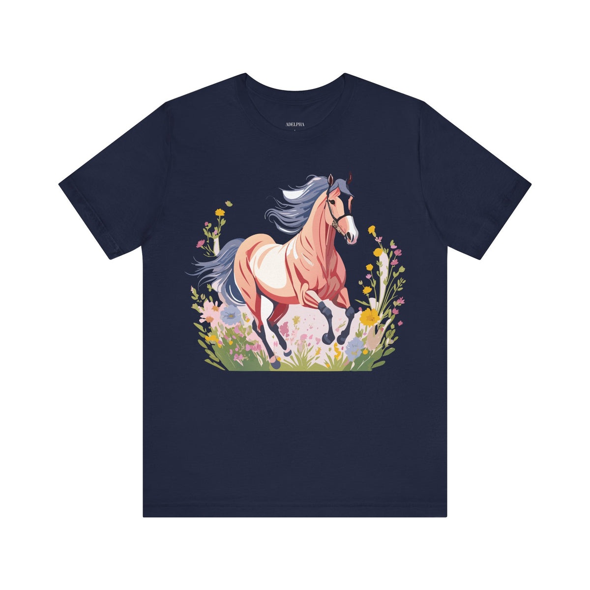 Horse Graphic Unisex Cotton Bella+Canvas Tee with Art Animal Design e29