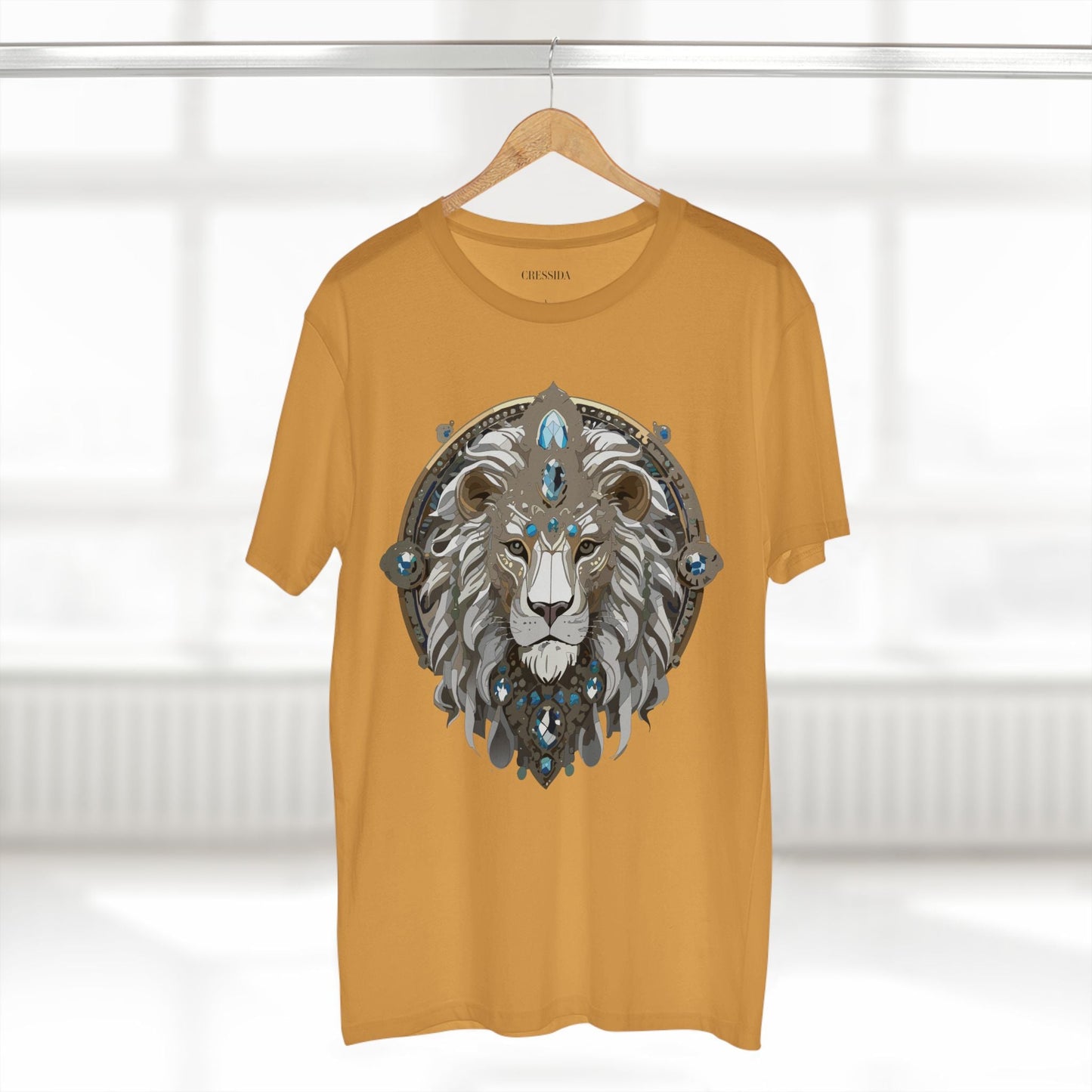 Lion Graphic Unisex 100 Cotton Tee With Unique Animal Golden Medallion Art Design 56