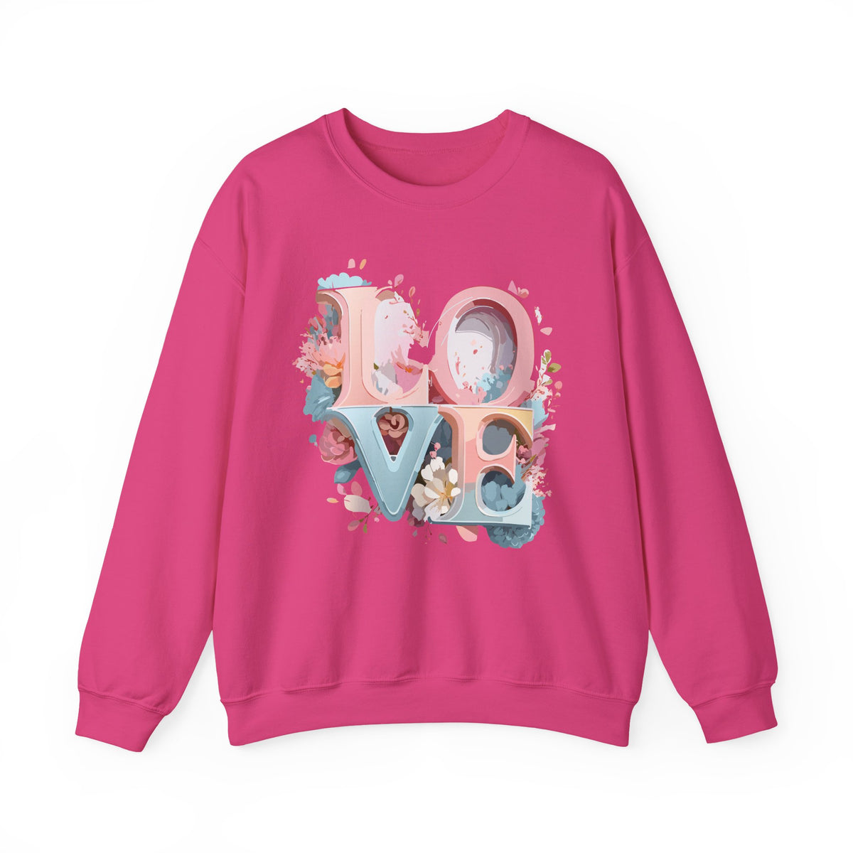Floral Love Graphic Valentine's Day Sweatshirt Unisex 50/50 Cotton-Poly Sweatshirt w48