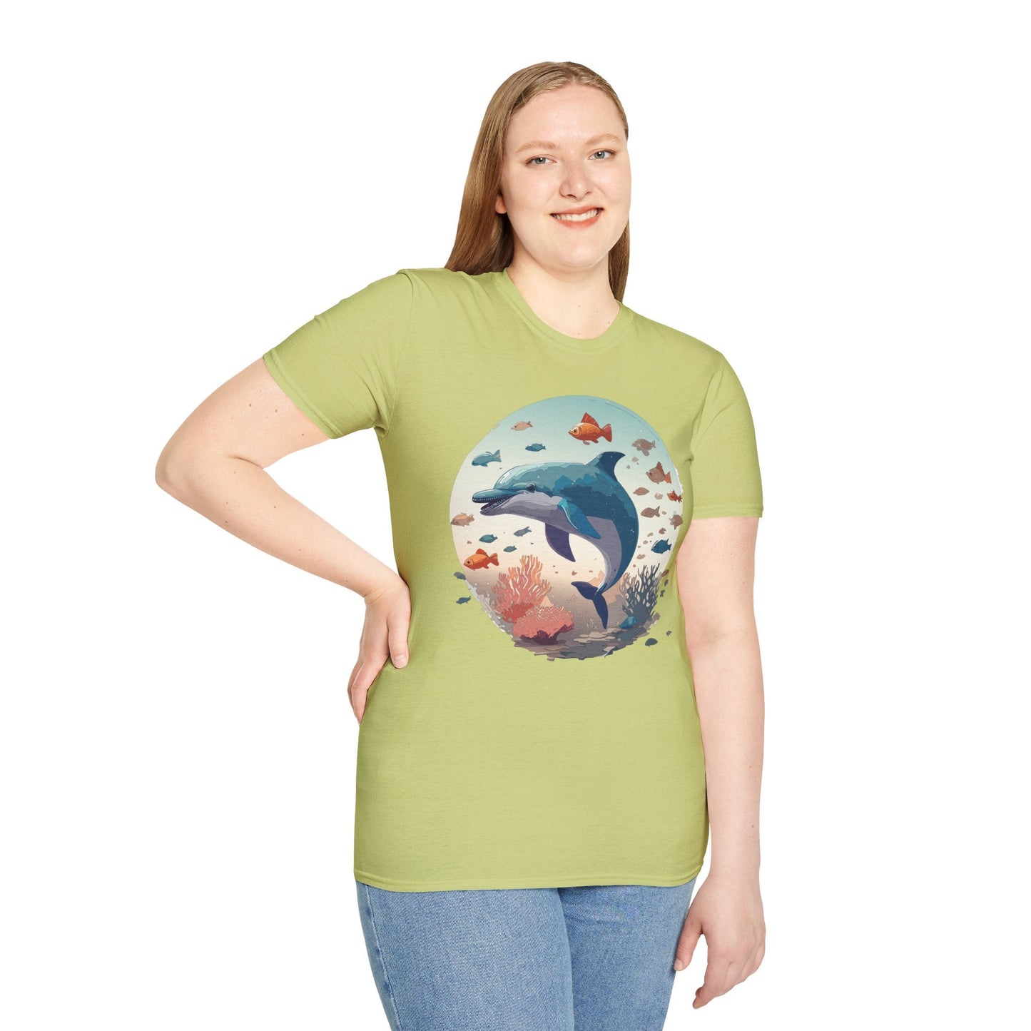 Dolphin Shirt Unisex Softstyle T Shirt Gildan 64000 100 Percent Ring Spun Cotton Lightweight Tee