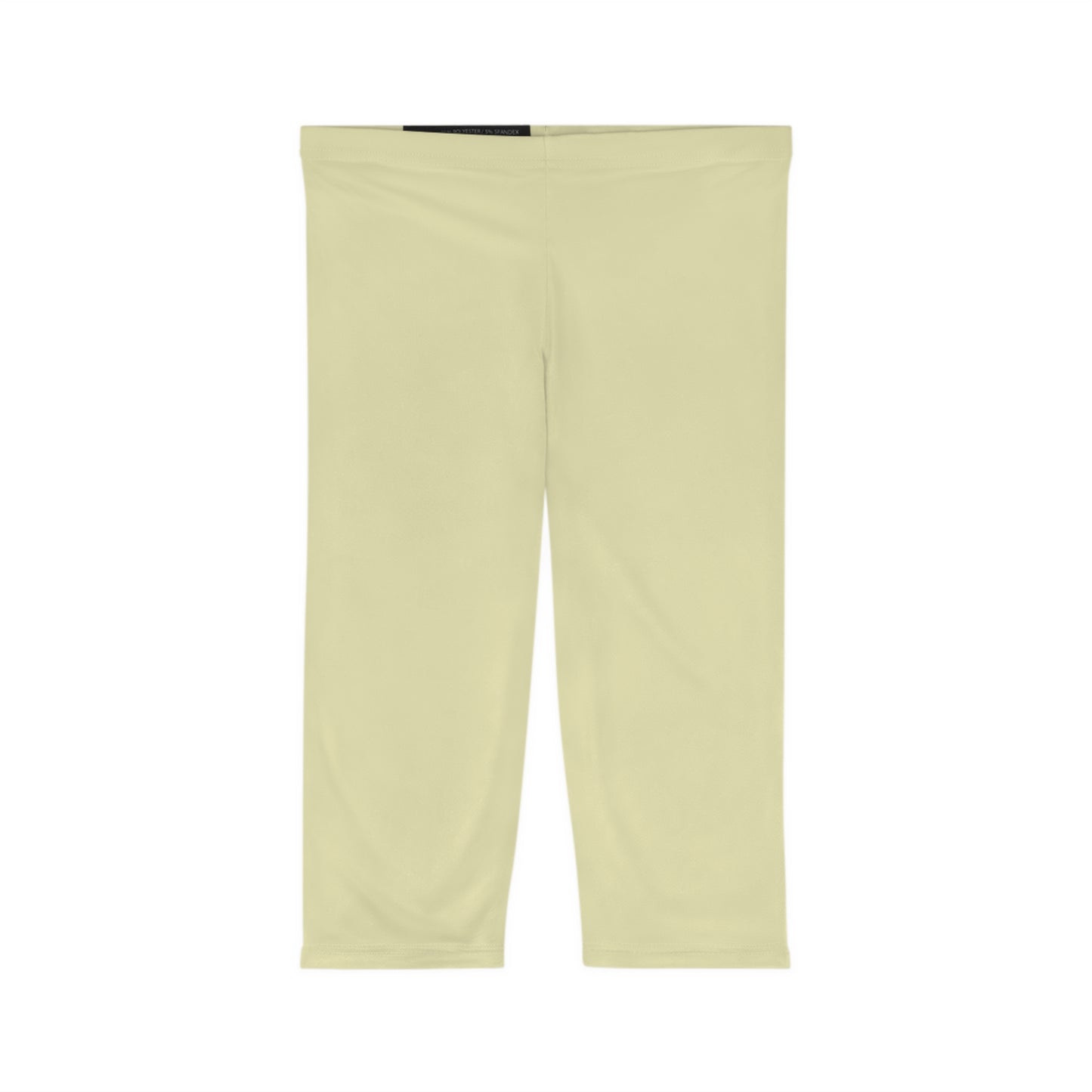 Pale Yellow Color Women's Brushed Suede Poly Span Casual Capri Leggings XS-2XL