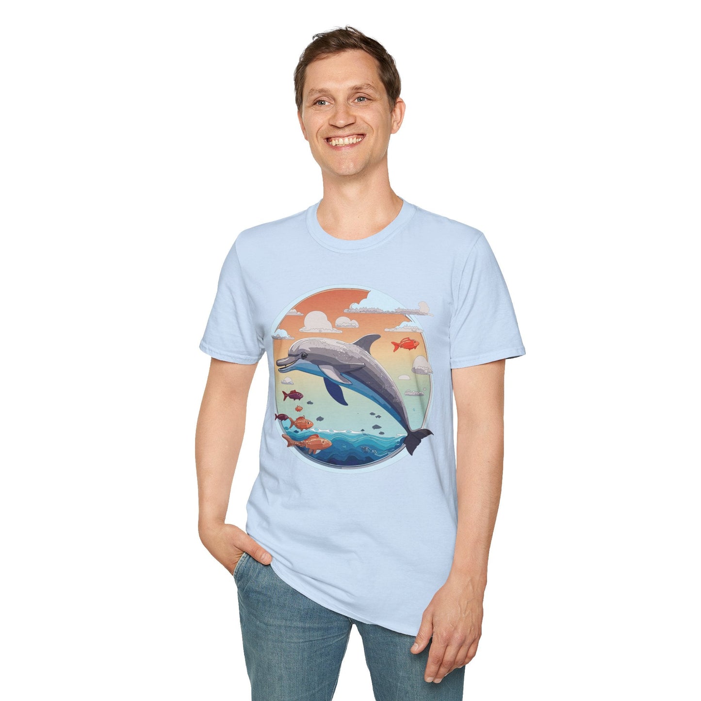 Dolphin Shirt Unisex Gildan Softstyle Cotton Tee For Men Women Dolphin Fish Animal Shirt