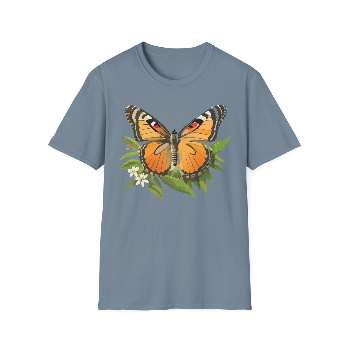 Butterfly Nature T-Shirt — Orange Monarch Illustration Graphic Tee Unisex 100 Cotton Gildan T-Shirt
