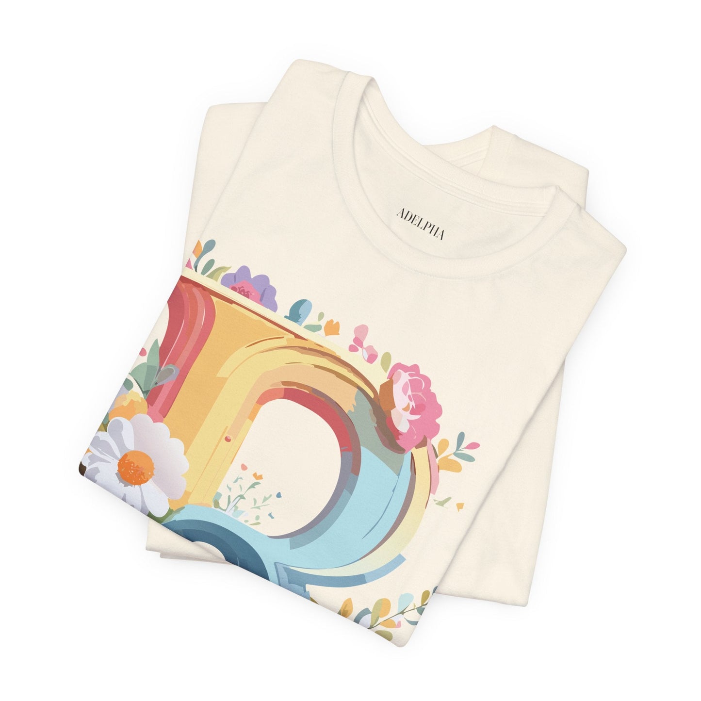 Adelpha Letter R Graphic Tee Unisex Short Sleeve Vintage Style Art Design Artwork Premium Fit