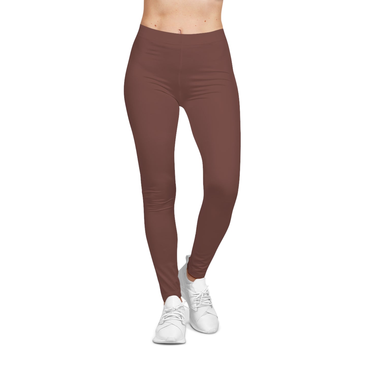 Dark Cooper Brown Color Women's Poly-Span Casual Leggings XS-2XL
