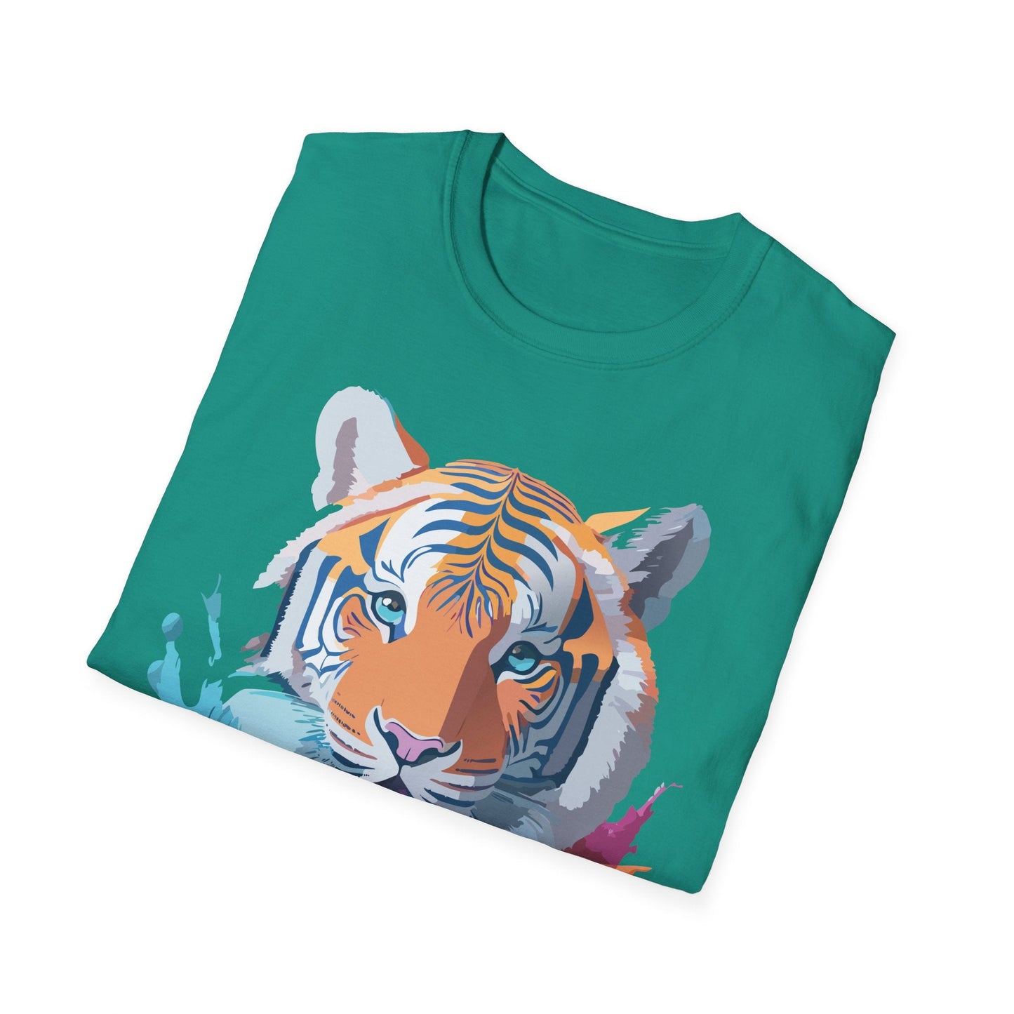 Tiger Print Shirt Unisex Softstyle Tee 100 Percent Ring Spun Cotton