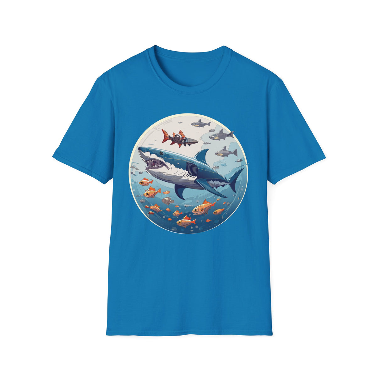 Great White Shark Circle Illustration T-Shirt | Ocean Sealife Sharks