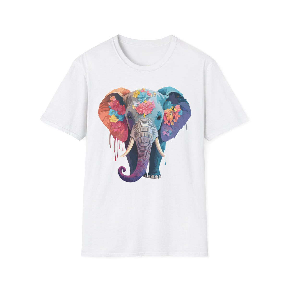 Colorful Floral Elephant T-Shirt | Watercolor Elephant Tee