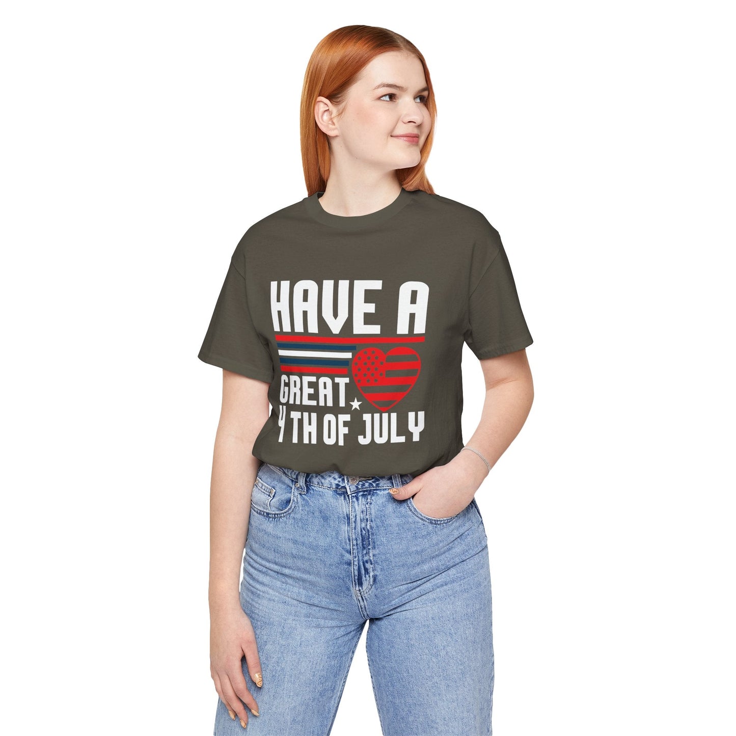4th of July American Flag Graphic Unisex Cotton T-Shirt 020