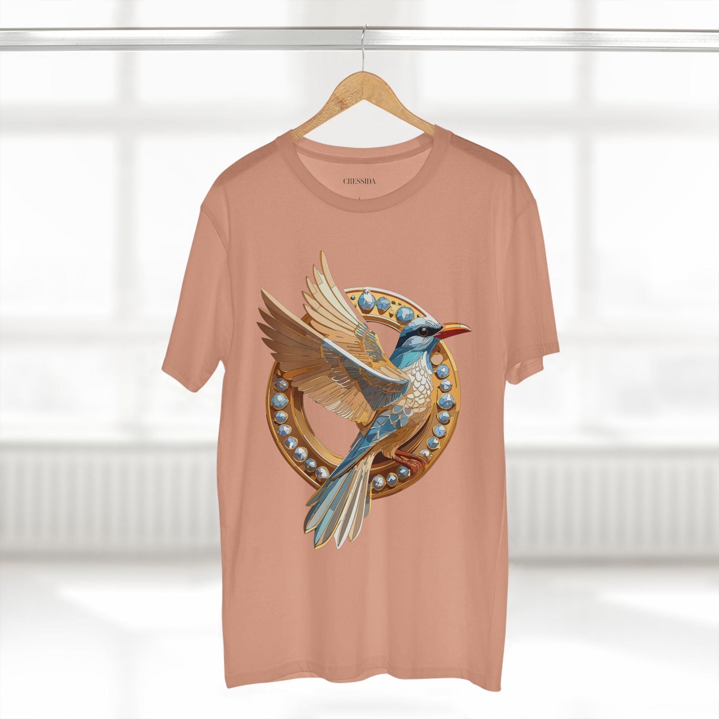 Bird Graphic Unisex 100 Cotton Tee With Unique Animal Golden Medallion Art Design 20