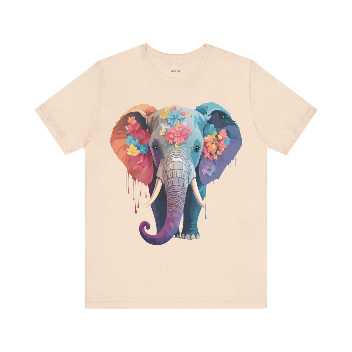 Elephant Graphic Unisex Cotton Bella+Canvas Tee with Art Animal Design e127