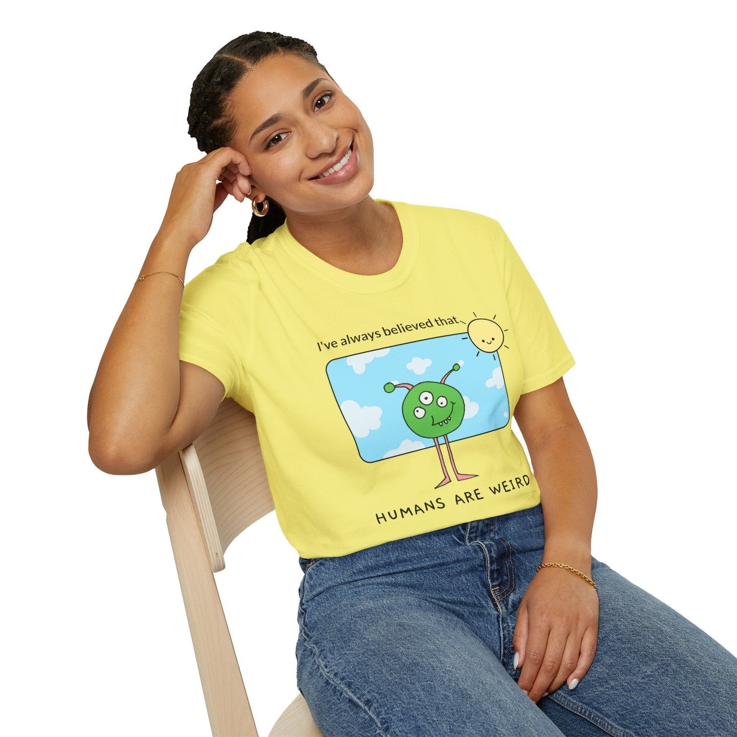 Alien Cartoon Humans Are Weird TShirt