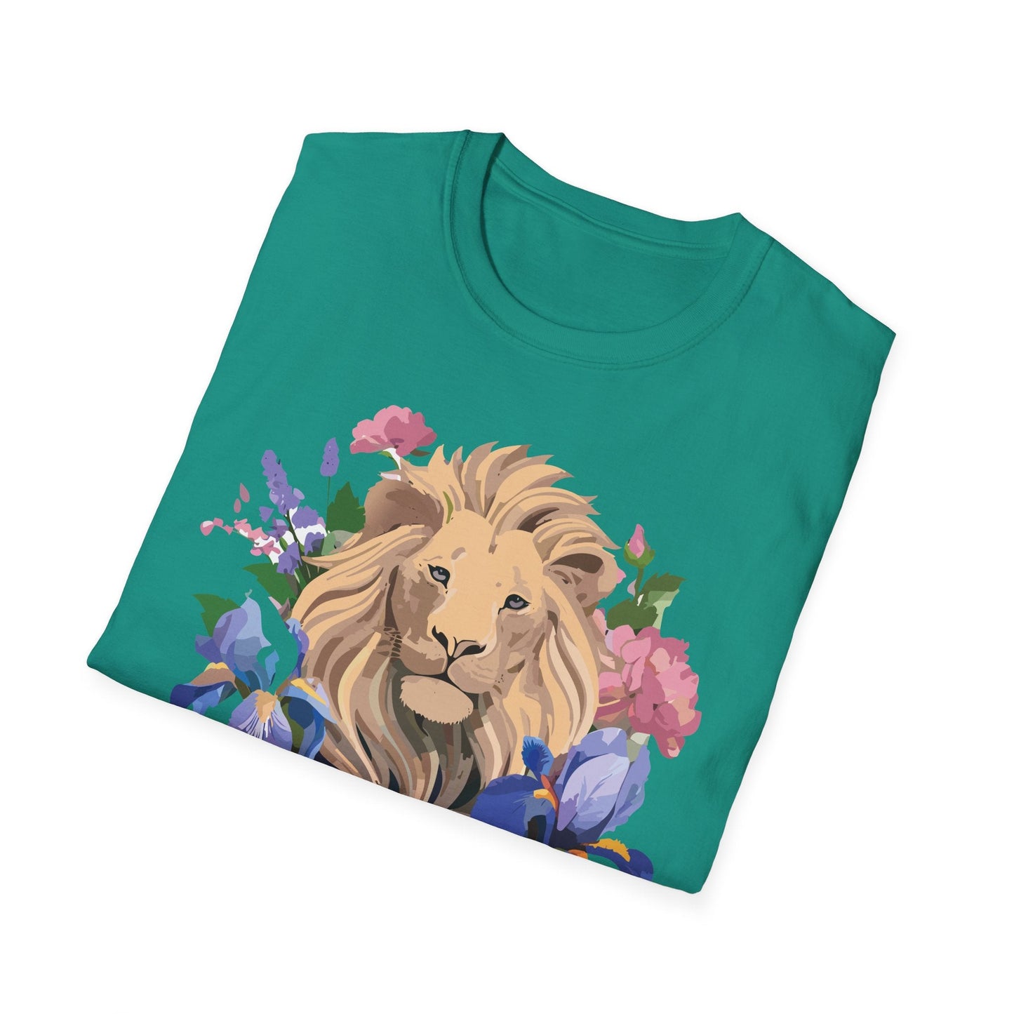 Unisex Softstyle Lion Shirt Floral Lion Tee Animal Print Graphic Tee