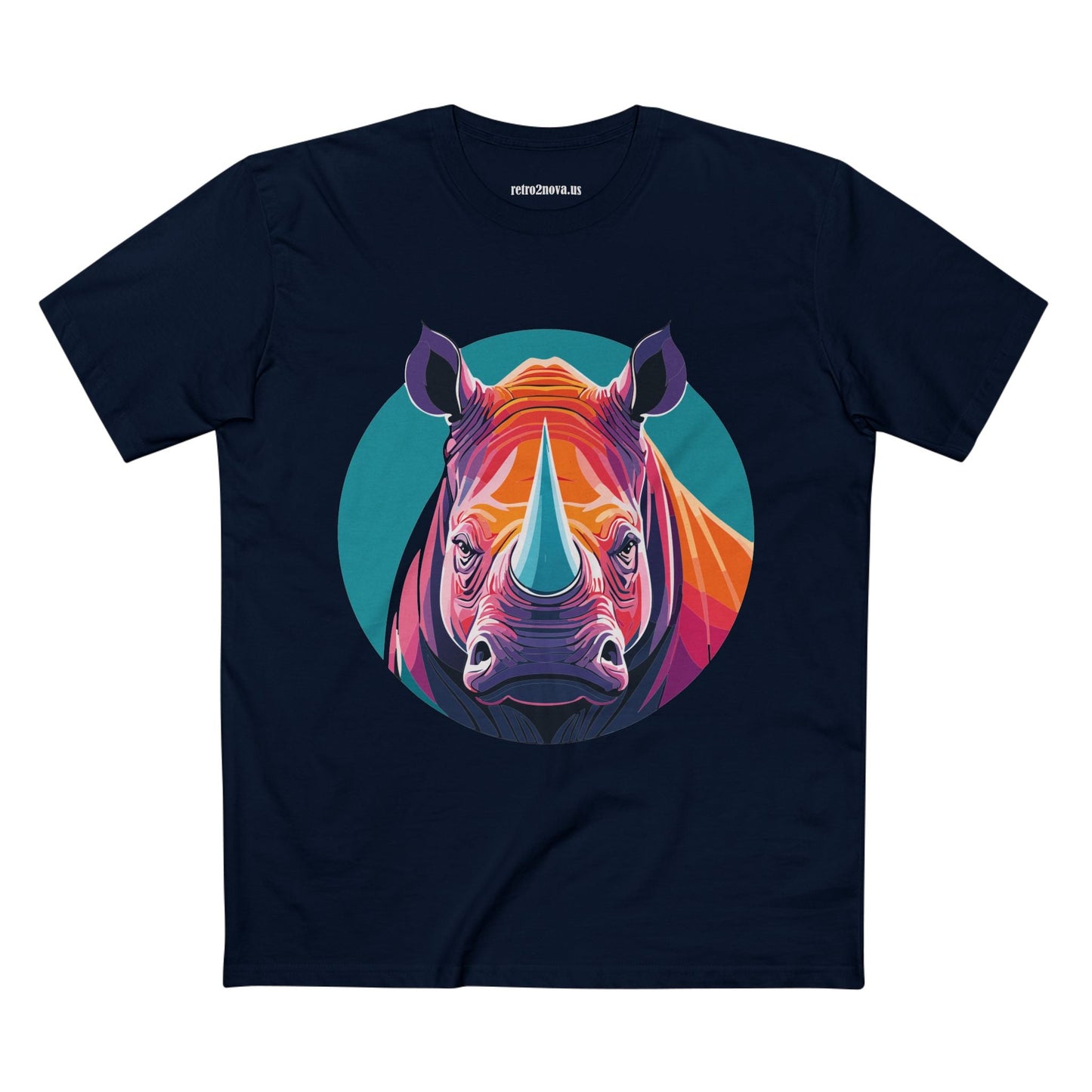 Rhino Animal Shirt Unisex Premium Cotton Tee With Original Art Design From Retro2Nova Art Collection Edition
