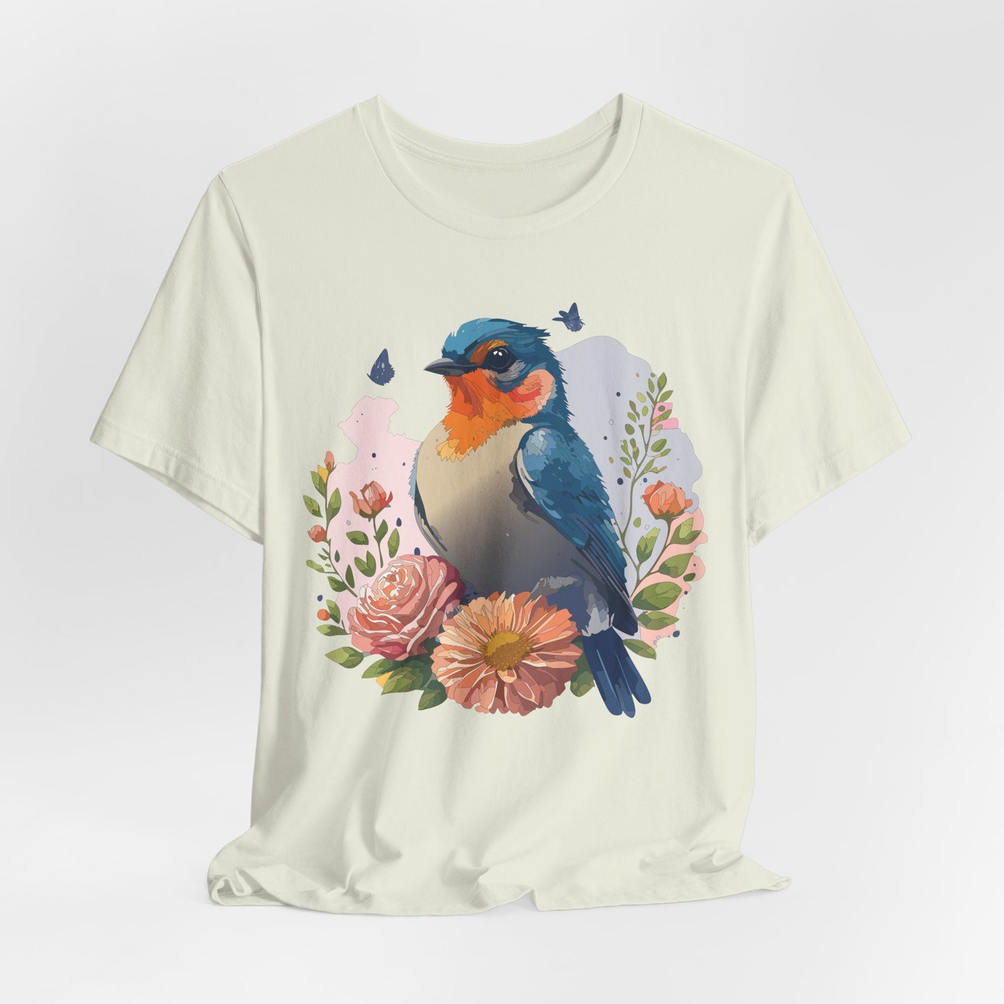Floral Bird Tee, Animal Shirt, Bird Shirt, Floral Tee, Flower T-shirt, T-Shirt with Animal