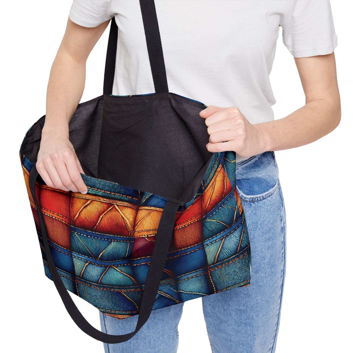 Denim Color Imitation Print Unisex  Weekender Bag  Spun Polyester 24x13 Canvas Bag 10
