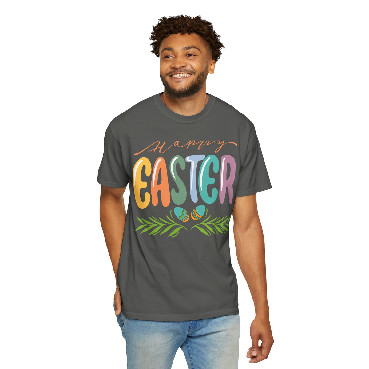 Happy Easter T-Shirt, Tee Shirt with Easter Signature, T Shirt with Easter Prints, Tee Shirt with Easter Design
