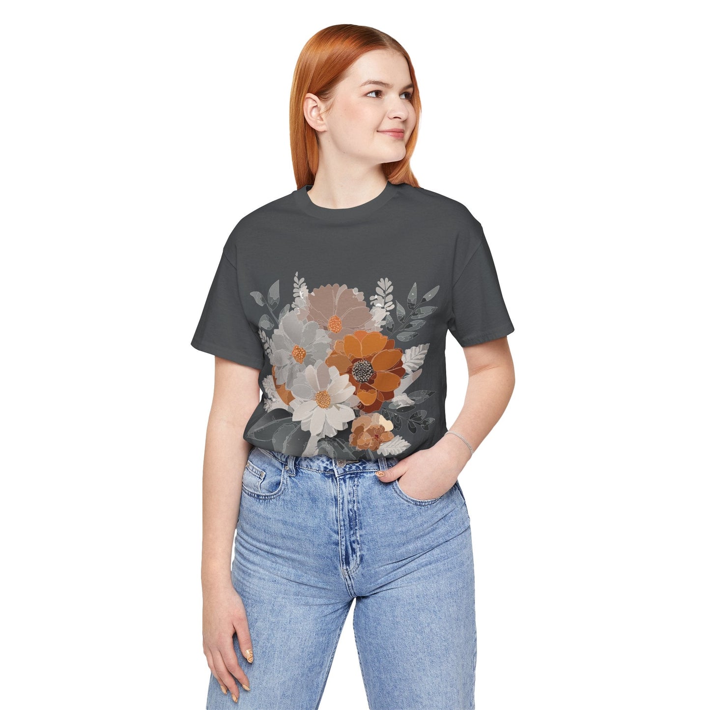 Flowers Shirt Floral Shirt Unisex Tee Lightweight Jersey Short Sleeve Floral Print Free Shipping