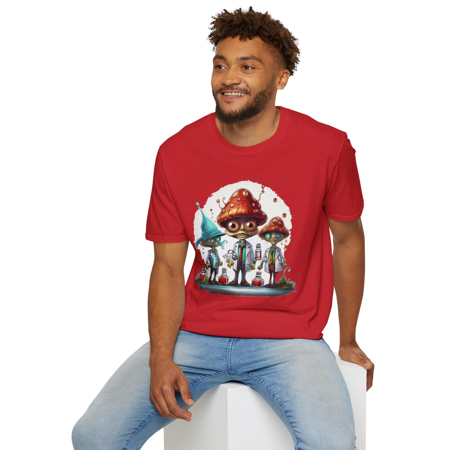 Funny Mashroom Graphic Unisex Softstyle Cotton With Cartoon Illustration Design 9