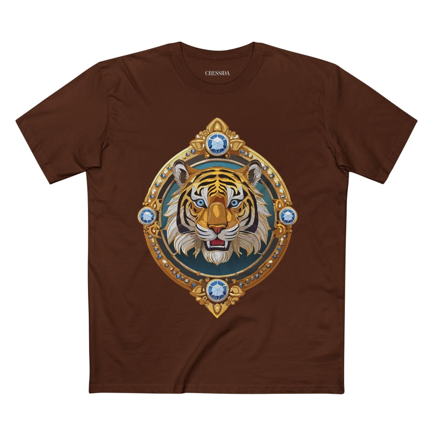 Tiger Graphic Unisex 100 Cotton Tee With Unique Animal Golden Medallion Art Design 6