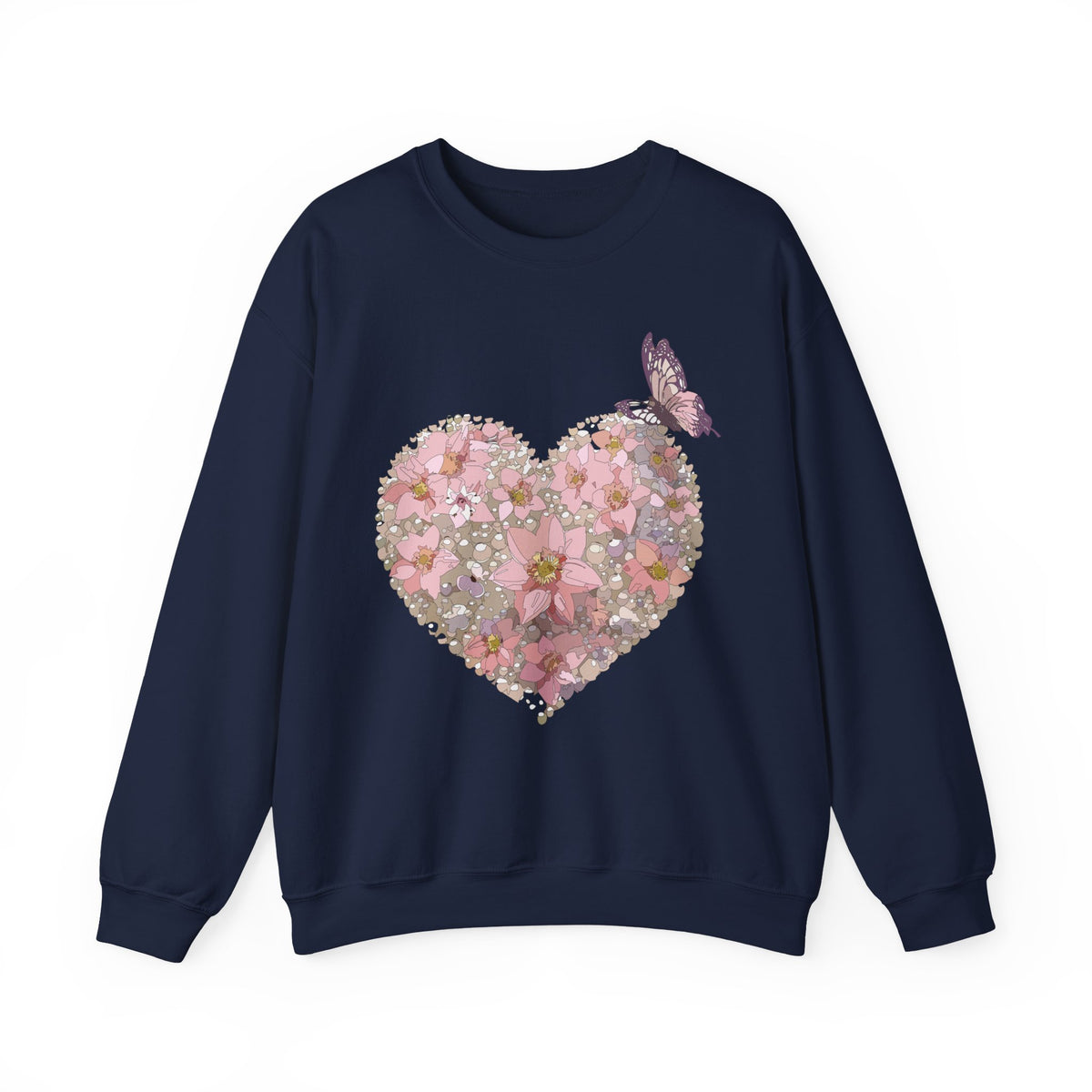Floral Heart Love Graphic Valentine's Day Sweatshirt Unisex 50/50 Cotton-Poly Sweatshirt w29