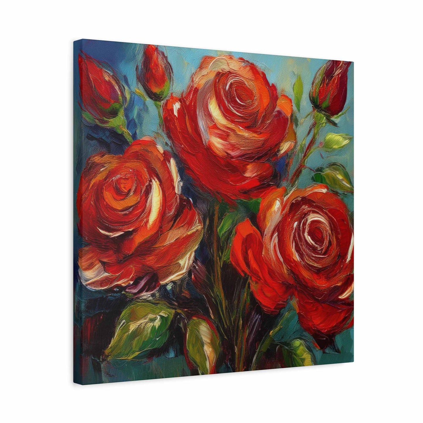 Red Roses Print Canvas, Roses Oil Paint Print 20x20, 24x24, 30x30, 32x32, 36x36, Floral Art Design Print Non-Frame MC-23