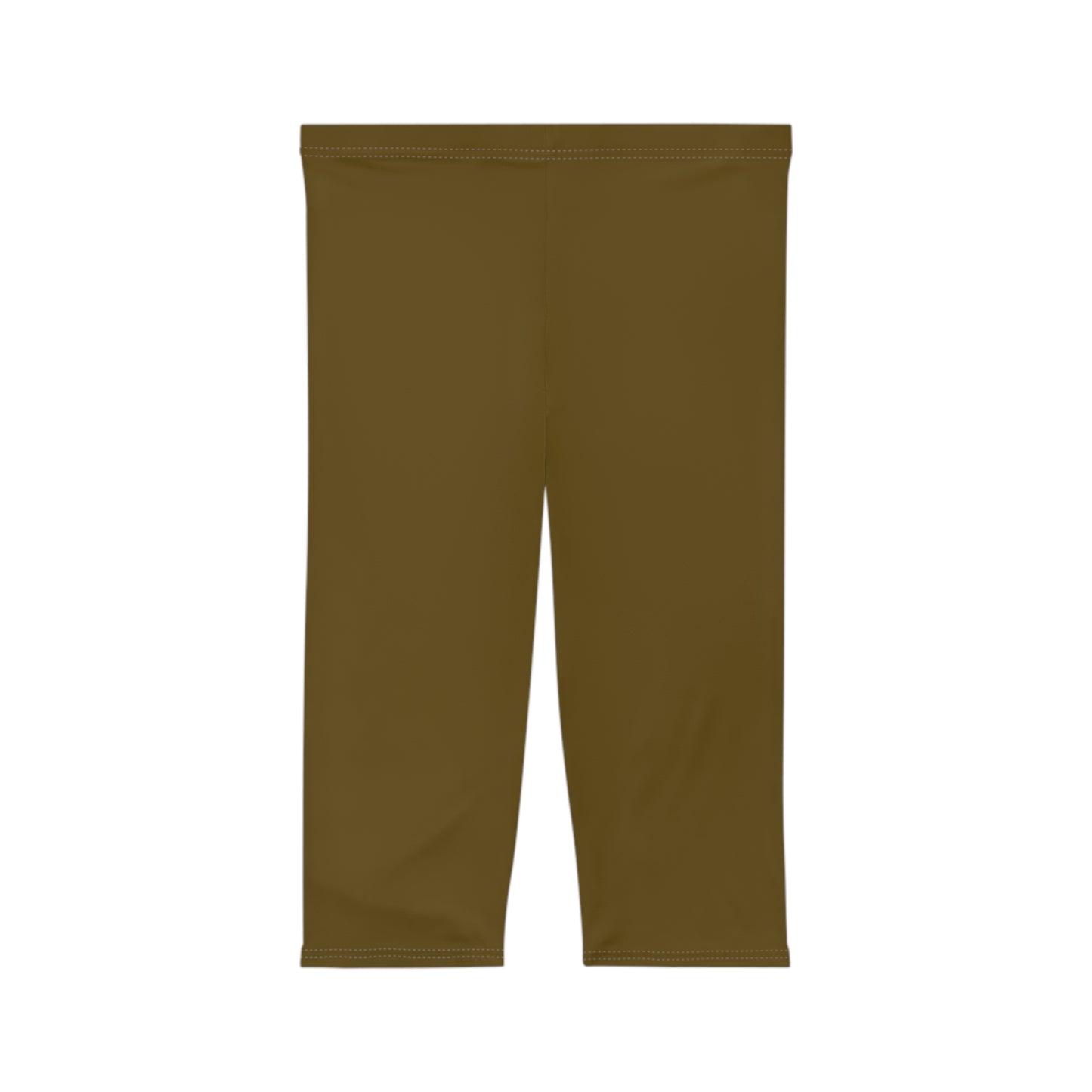 Olive Bark Color Women's Brushed Suede Poly Span Casual Capri Leggings XS-2XL