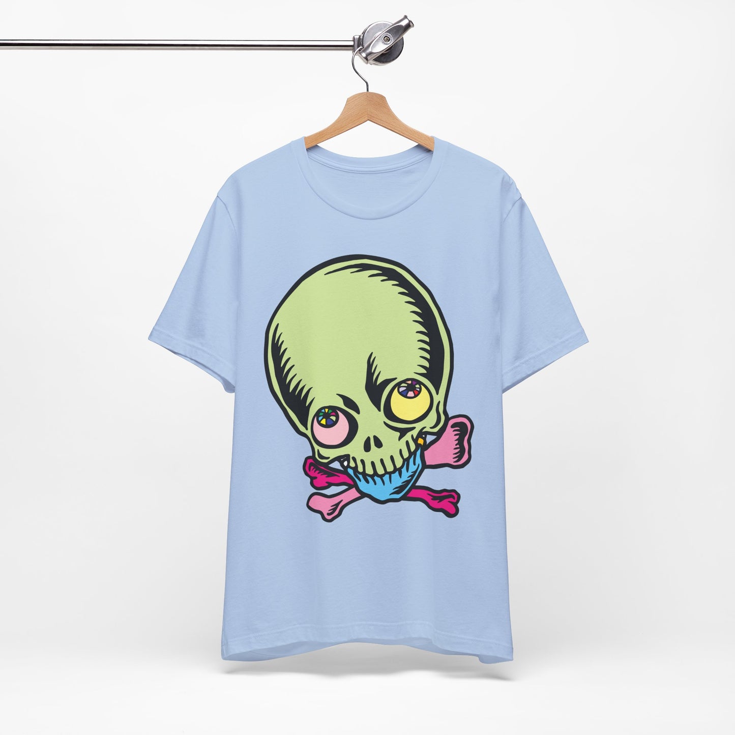 Lt Green Skull Graphic Design Tee, Skull Shirt, Vintage Tees, Art Design T-Shirt, Vintage Graphic Tee, Art Shirts with Skulls