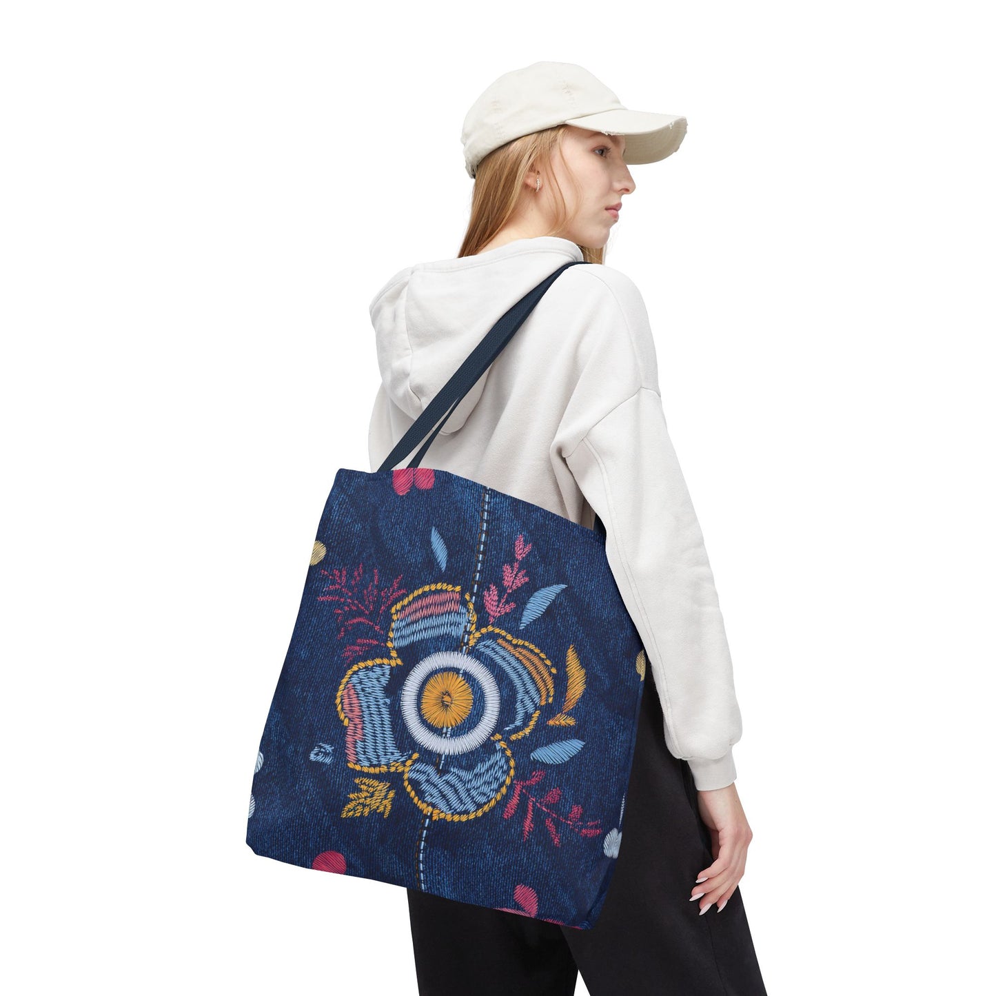 Denim Fabric Imitation Print Unisex Canvas Bag Poly Spun 3 Sizes Tote Bag 159-9